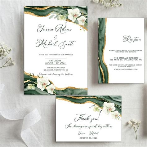 emerald green wedding invitation template free